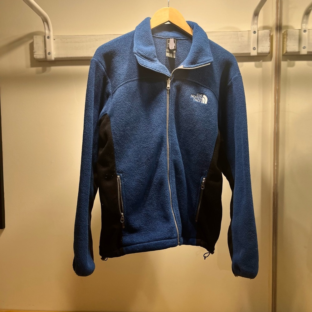 The North Face fleece zip up, blue with black arms, mens small, great condition - Picture 3 of 9